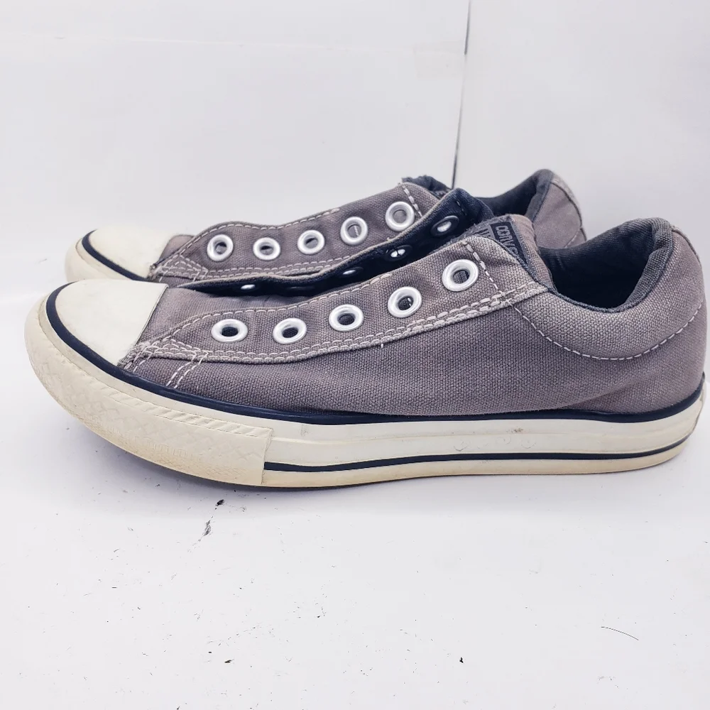 Converse Gray Canvas Low Top Chucks Slip On Shoes Boys Youth Size 2